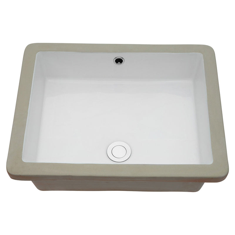 Modern Rectangular Undermount Bathroom Sink With Overflow Ceramic