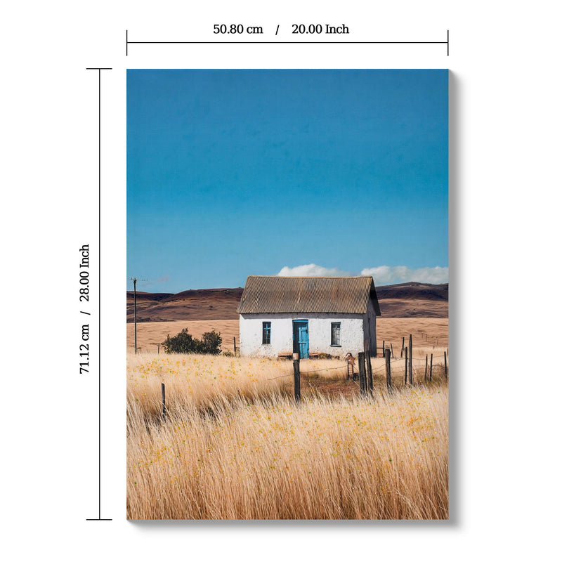 House, Barn Picture Wall Art For Home Decor - Natural / Blue