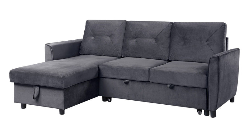 Hudson - Reversible Sleeper Sectional Sofa With Storage Chaise - Dark Gray