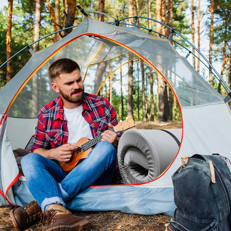 Memory Foam Camping Mattress Foldable, Portable With Water Resistant Cover - Gray