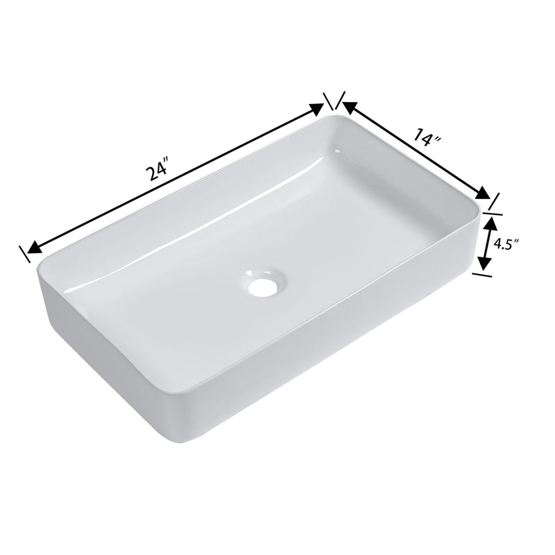 Modern Ceramic Rectangular Bathroom Vessel Sink With European Design