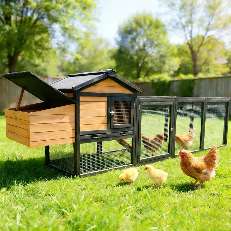 Chicken Coop With Run And Nesting Box, Large Outdoor Hen House For Backyard