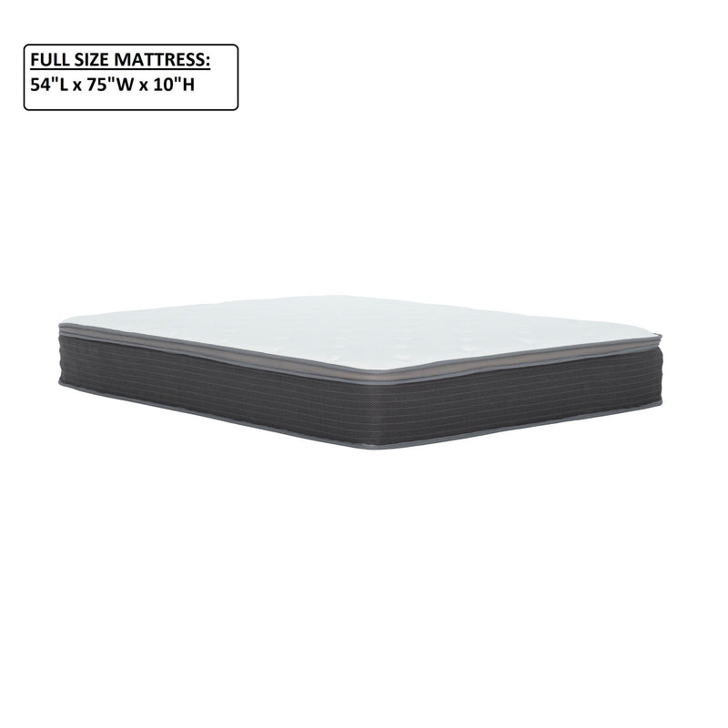 10" Full Size Hybrid Mattress In A Box, Gel Memory Foam Mattress Top With Pocket Coil Base - Gray / White