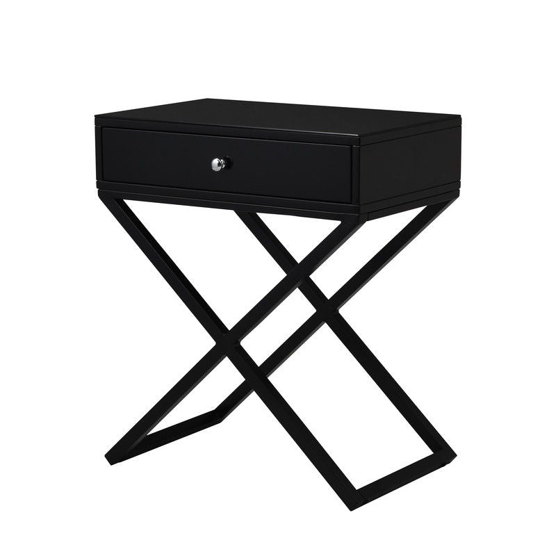 Koda - End Side Table Nightstand, Drawer And Cross Base