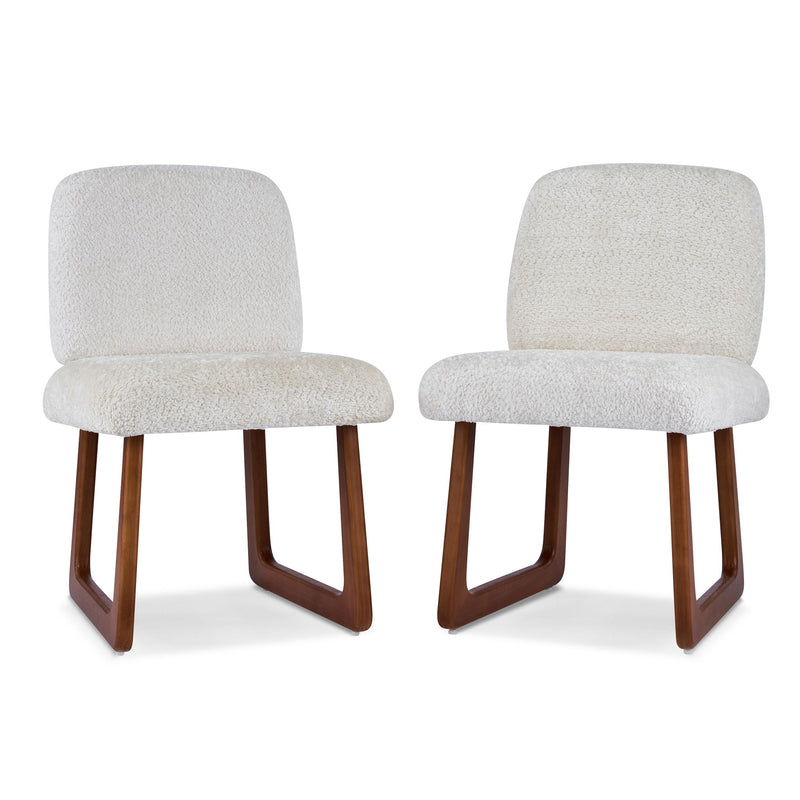 Dining Chair With Curved Legs (Set of 2) - Beige / Brown