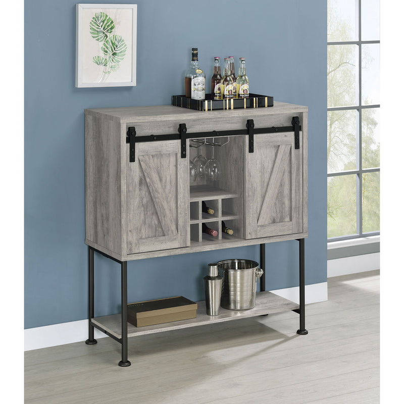 Hovander - Sliding Door Bar Cabinet - Gray