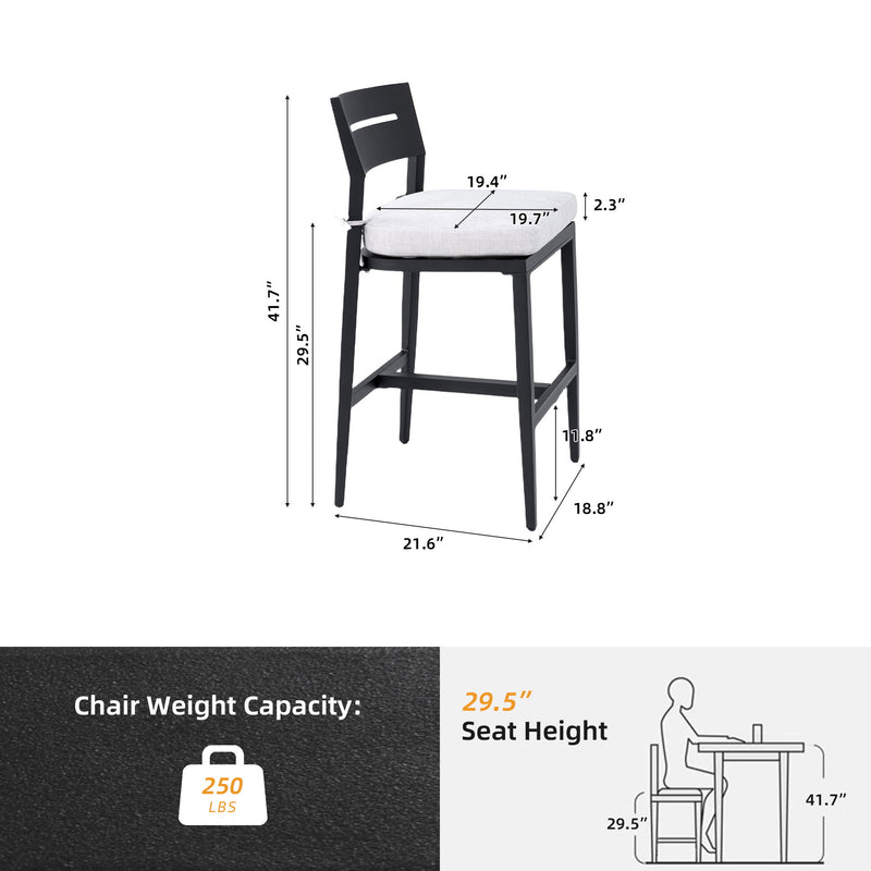 Modern Outdoor Bar Stools With Backrest And Footrest (Set of 2)