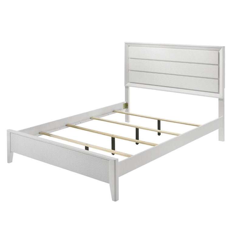 Modern Bed Frame With Wave Texture Headboard And Angled Legs