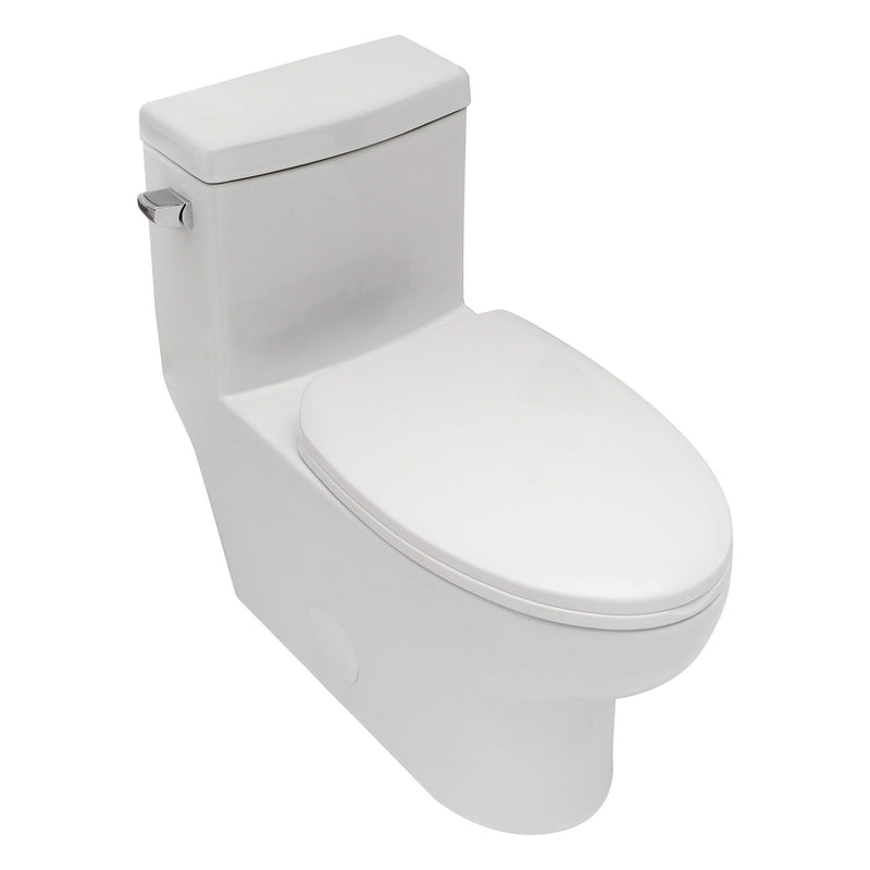 Modern Ceramic 1 Piece Toilet With Single Flush And Soft Closing Seat - White