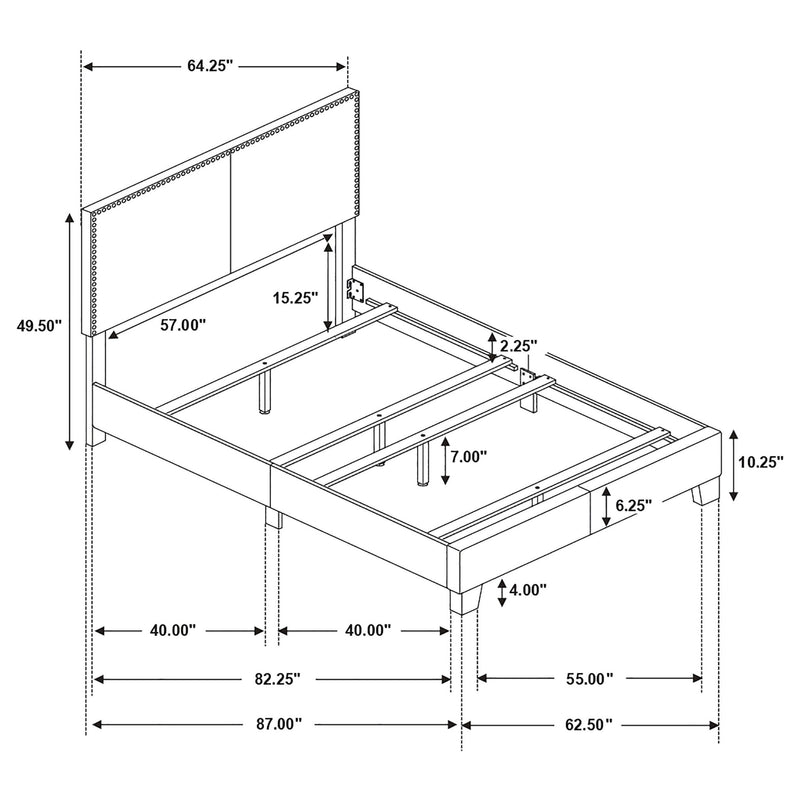 Queen Bed With Nailhead Trim - Charcoal