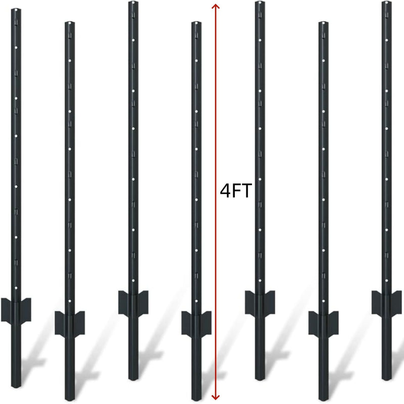 4 Foot U-Shaped Metal Garden Fence Posts Set For Wire Fencing