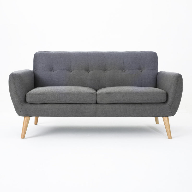 Modern Loveseat Sofa With Button Tufted Backrest
