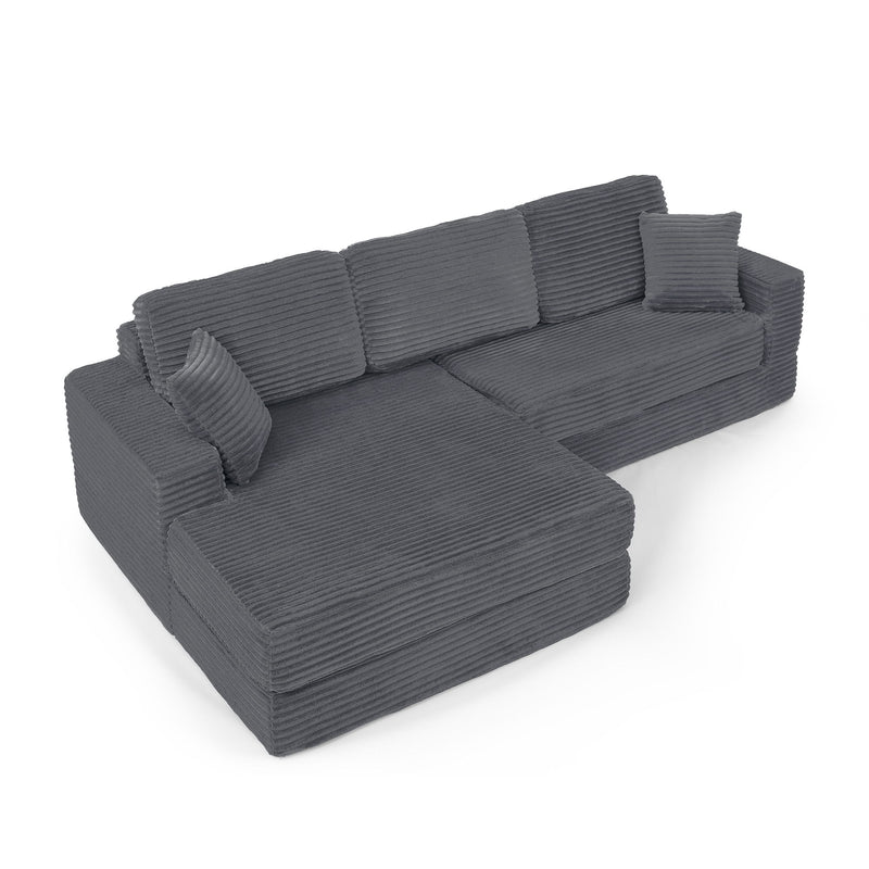 Modern Minimalist L Shape Modular Sectional Sofa, Couch