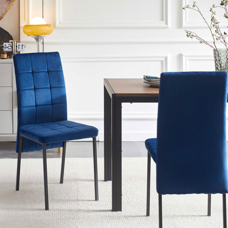 High Back Nordic Dining Chair Modern Fabric Chair With Legs (Set of 2)