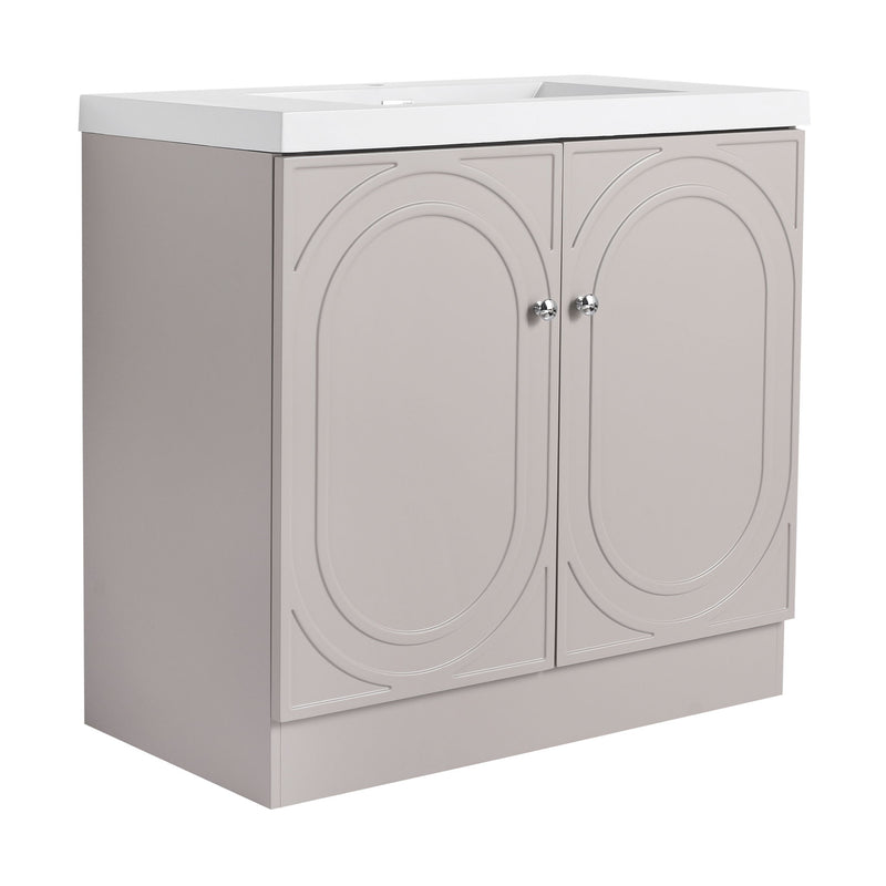 Contemporary Freestanding Bathroom Vanity With Resin Sink & Soft-Close Cabinet Doors