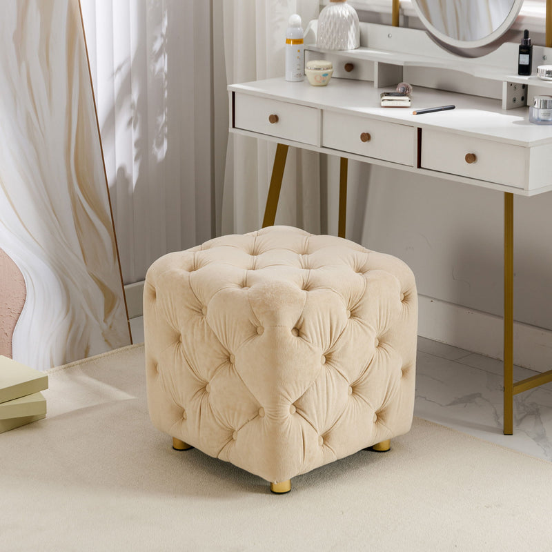 Modern Upholstered Ottoman, Exquisite Small End Table, Soft Foot Stool, Dressing Makeup Chair, Comfortable Seat For Living Room, Bedroom, Entrance