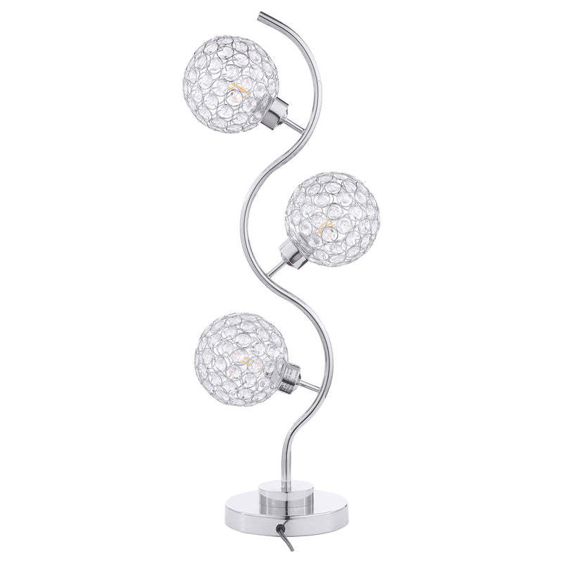 Vandy - 3 Light Curvy Table Lamp With Orb Shades - Chrome