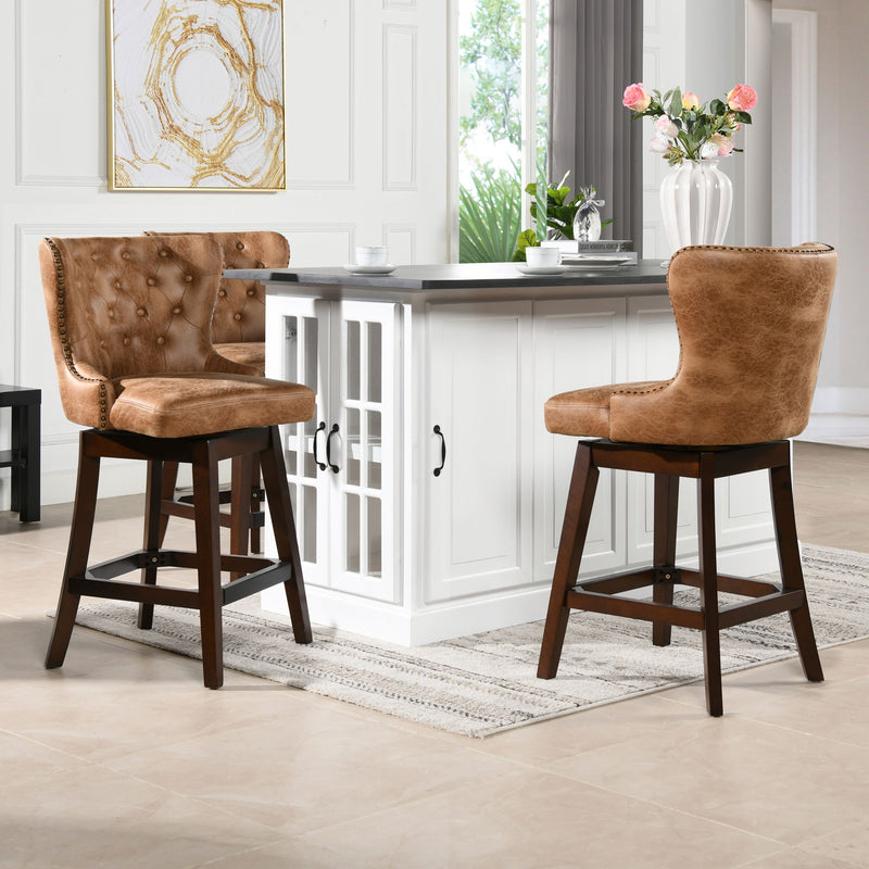 Holmes - Tufted High Back 360 Swivel Counter Height Barstool