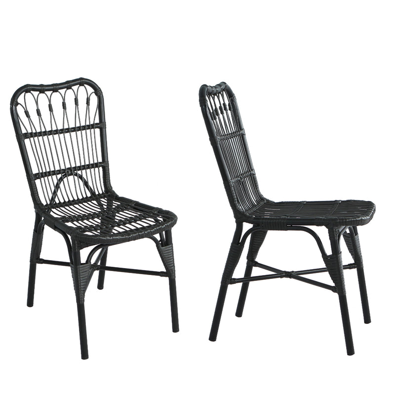 Outdoor Wicker Patio Dining Chairs Set With Durable Frame And Rattan Weave