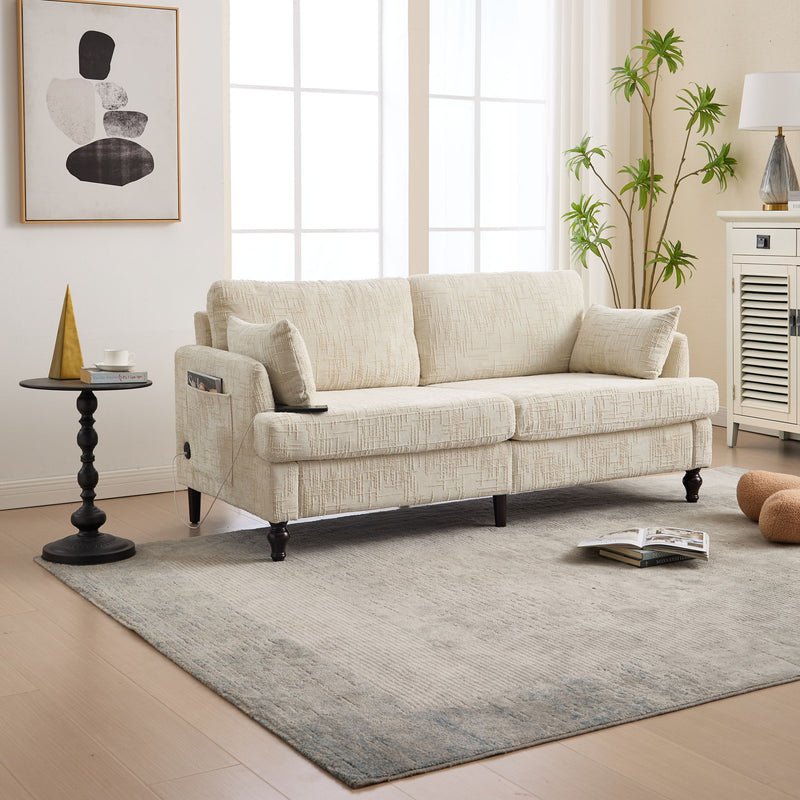 2 Seater Sofa With LED Light, USB Charging Port, And Storage Bag