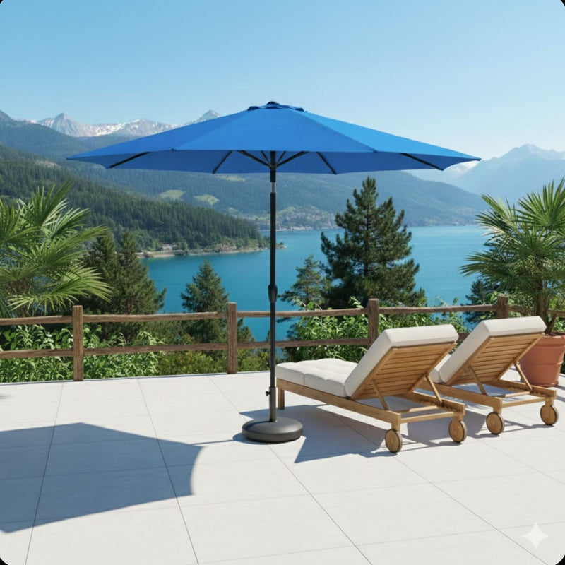 Patio Umbrella With Crank Lift And Tilt, UV-Resistant Canopy