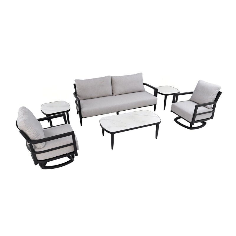 Outdoor Conversation Set With Chairs, Bench Sofa, Tables, Sunbrella Cushions