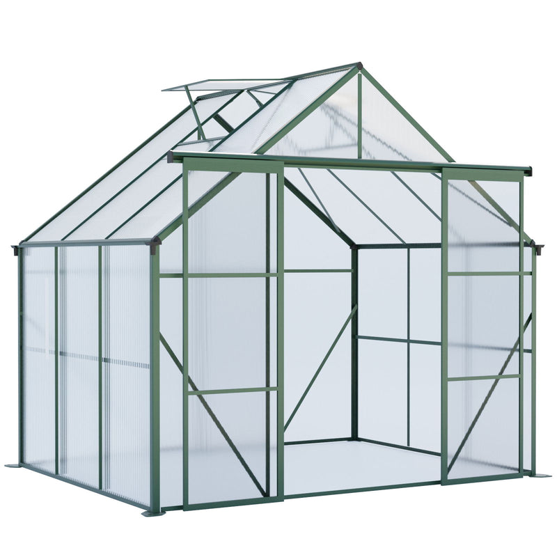 Double Door Polycarbonate house Raised Base And Anchor Aluminum Heavy Duty Walk In houses For Outdoor Backyard In All Season