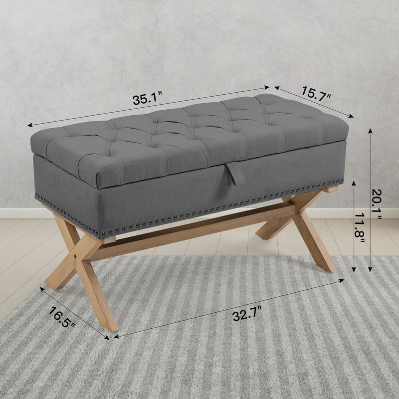 Storage Ottoman, Button-Tufted Ottoman Storage Bench, Ottoman With Storage