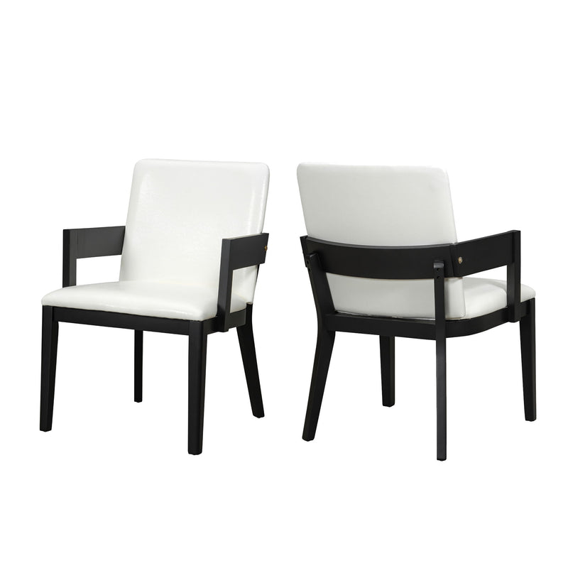 Modern Glossy Dining Chairs (Set of 2), Elegant Upholstery And Ergonomic Design - Black White