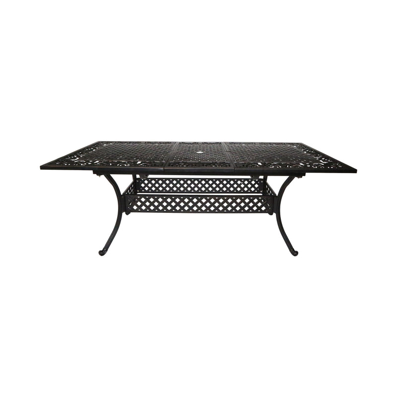 Outdoor Extendable Aluminum Dining Table With Pattern Table Top And Curved Legs - Copper