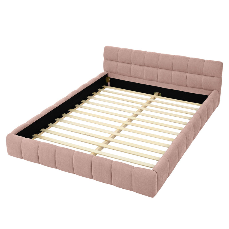 Modern Platform Bed Frame With Thick Fabric