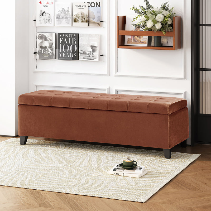 Wendover - Elegant Tufted Storage Bench With Lift-Up Top And Birch Wood Legs