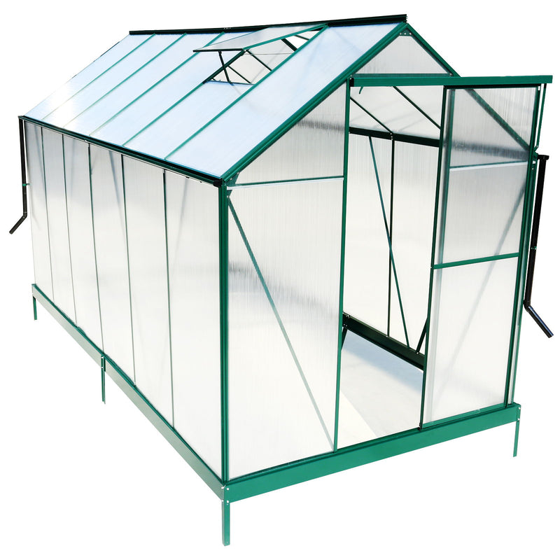 Polycarbonate house, Heavy Duty Outdoor Aluminum Walk-In House Kit With Rain Gutter, Vent And Door For Backyard Garden