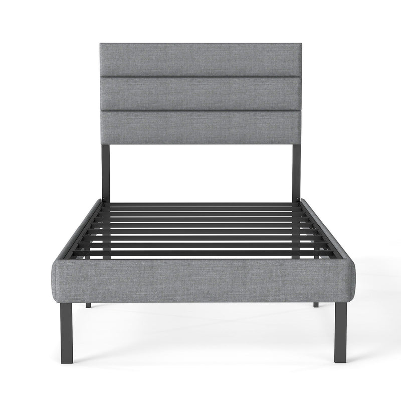 Upholstered Platform Bed Frame With Headboard, No Box Spring Needed, Underbed Storage