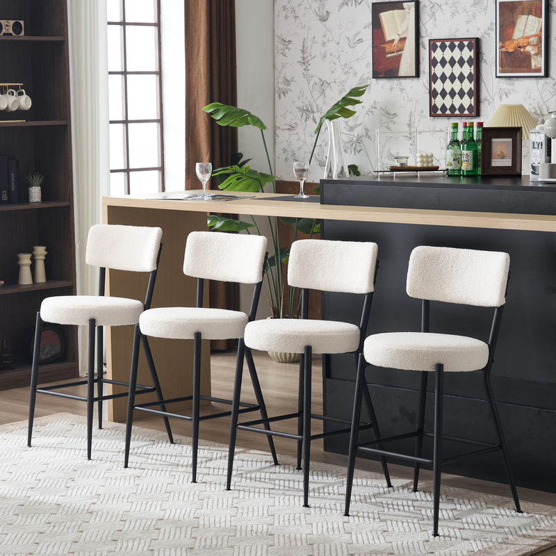 Modern Teddy Fabric Upholstered Bar Stools - Legs