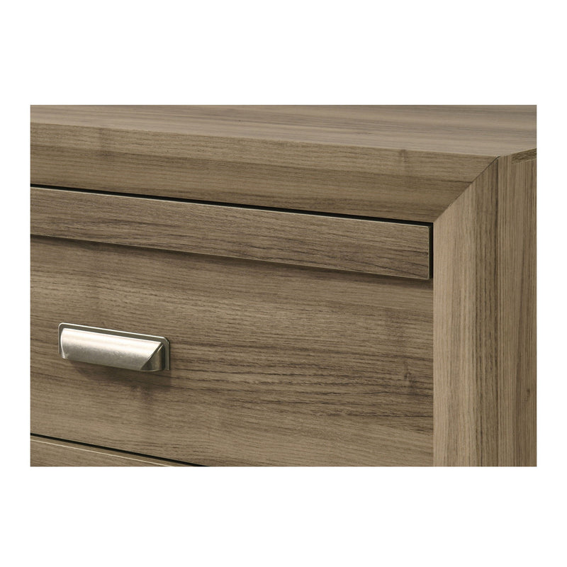 5 Drawer Storage Chest With Pulls - Light Brown