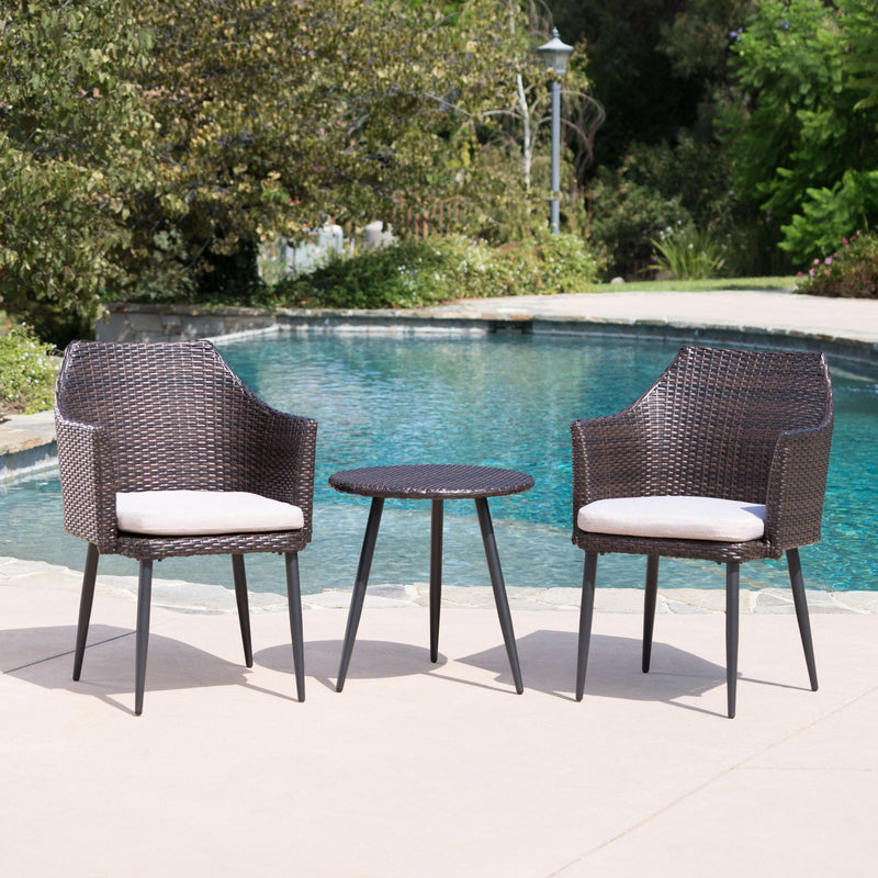 Kenneth - 3 Pieces Chat Set Outdoor Furniture - Brown Multi