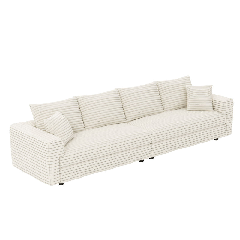 4 Seat Sofa, Modern Comfy Upholstered Sofa Cloud Couch, Deep Seat Couches With Soft Pillows