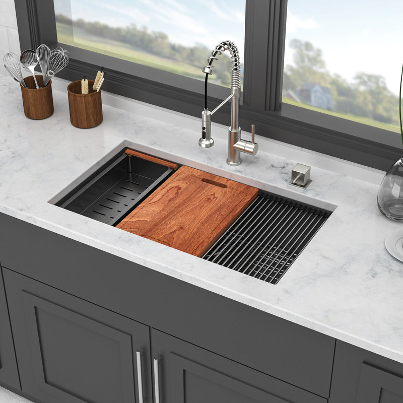 Workstation Kitchen Sink, Single Bowl Undermount