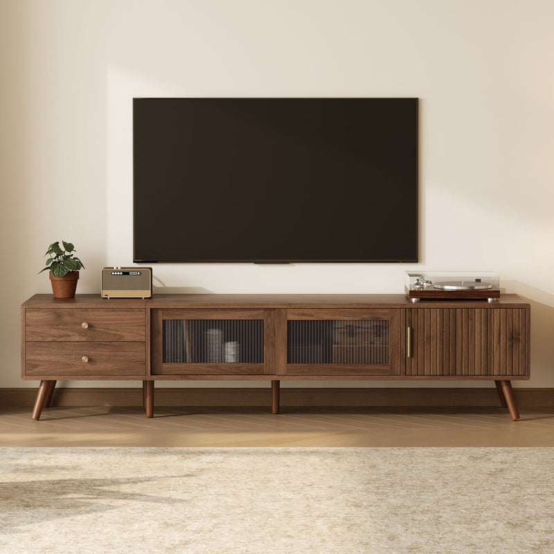 76" TV Stand, Entertainment Center With Storage Cabinets, TV Media Console Table For Living Room - Natural