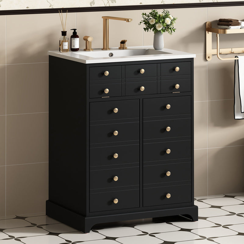Bathroom Vanity With Drawer And Soft-Closing Doors, Sink Storage Cabinet For Small Spaces - Black