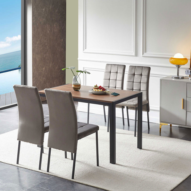 5 Piece Dining Set Including High Back Nordic Dining Chair & Creative Design Dining Table