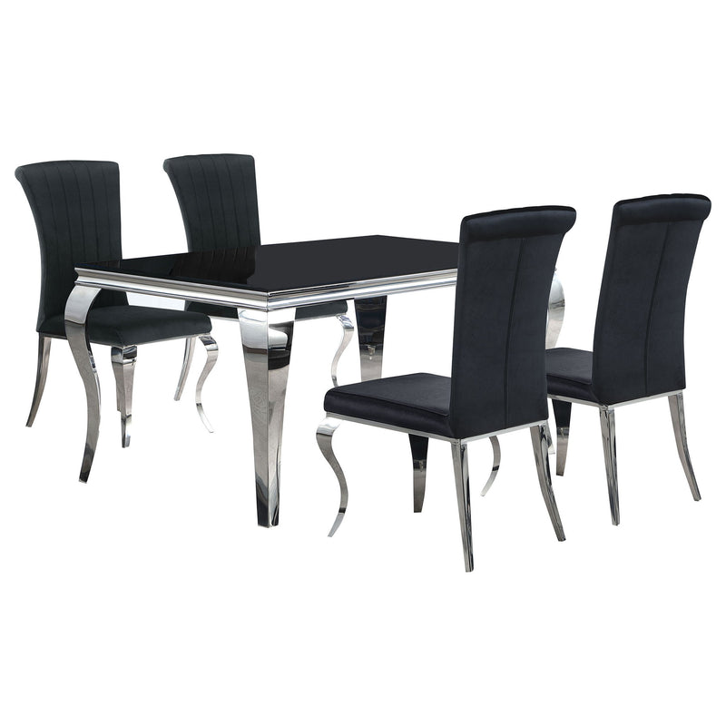 5 Piece Dining Set With Upholstery, Rectangular Table - Black