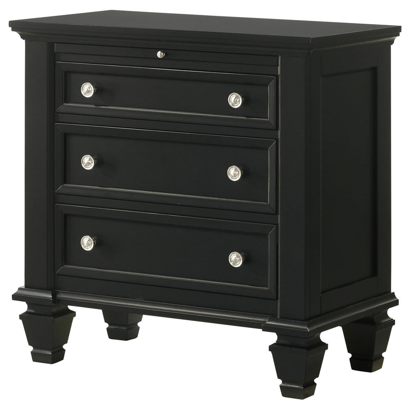 3 Drawer Nightstand With Pull Out Tray - Black