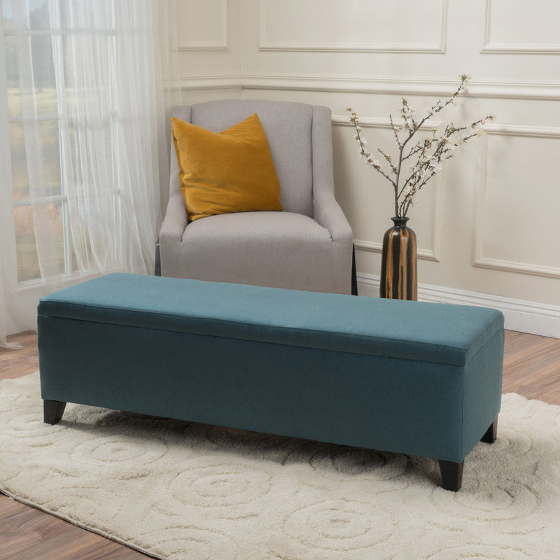 Contemporary Storage Ottoman Bench With Upholstery