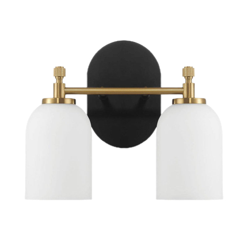 Vortex - 2 Lights Vanity In Style For Over Bathroom Mirror Wall Sconce - Black / Gold / White