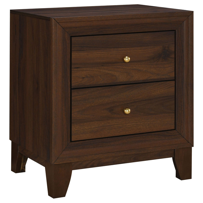 Anza - 2 Drawer Nightstand Bedside Table With Smooth Storage - Walnut