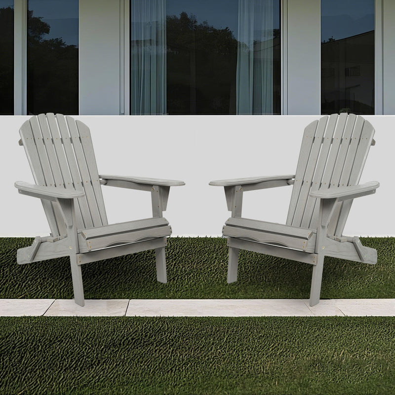 Lounge Patio Chair For Garden Outdoor Wooden Folding Adirondack Chair (Set of 2) Solid Cedar Wood Lounge Patio Chair For Garden