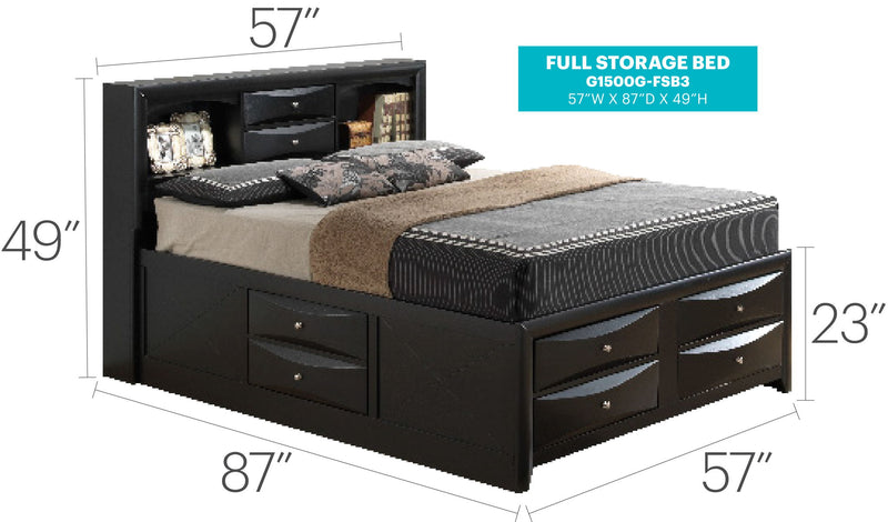 Modern Design Storage Bed With Bookcase Headboard