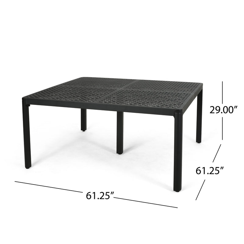 Outdoor Modern Aluminum Dining Table With Woven Accents